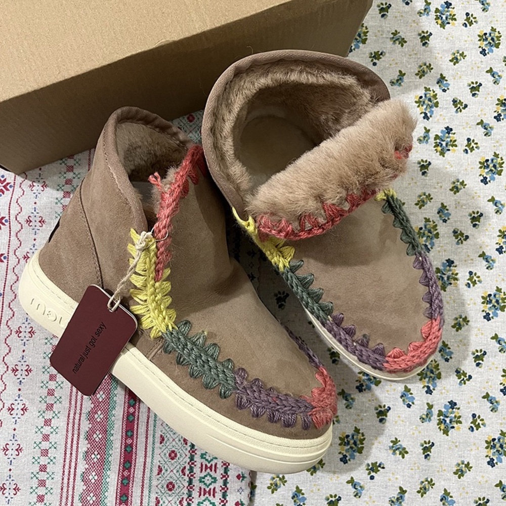 Mou Suede Ankle Boots With Fleece Lining